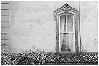 Window and wall, historical district. Savannah, Georgia, USA ( black and white)