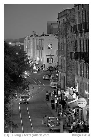 River street at dusk from above. Savannah, Georgia, USA