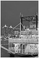 Riverboat at dusk. Savannah, Georgia, USA (black and white)