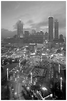 Centenial Olympic Park and skyline at dawn. Atlanta, Georgia, USA (black and white)