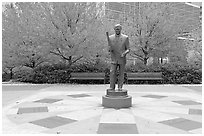 Monument to William Porter Payne and fall colors, Centenial Olympic Park. Atlanta, Georgia, USA (black and white)