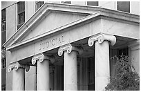 Courthouse entrance with inscription Judicial. Atlanta, Georgia, USA ( black and white)