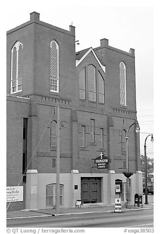 Historic Ebenezer Baptist Church, Martin Luther King National Historical Site. Atlanta, Georgia, USA (black and white)