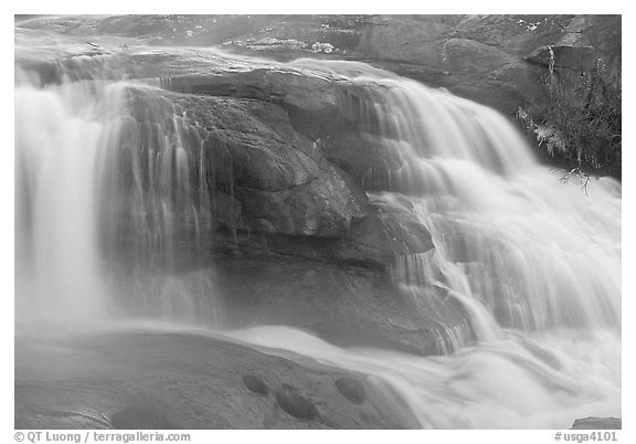 Waterfall at sunrise in High Falls State Park. Georgia, USA (black and white)