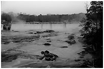 Waterfall at sunrise in High Falls State Park. Georgia, USA (black and white)