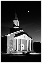 Church and moonrise. Georgia, USA (black and white)