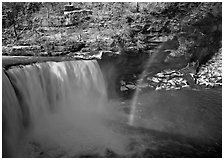 Rainbow over Cumberland Falls in winter. Kentucky, USA (black and white)