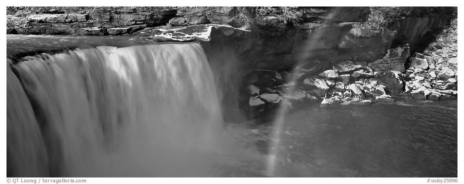 Waterfall and rainbow. Kentucky, USA (black and white)