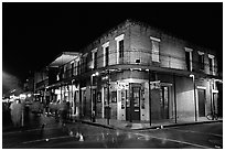 Maison Bourbon, on Bourbon Street, French Quarter. New Orleans, Louisiana, USA (black and white)