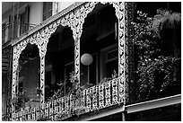 Wrought-iron laced balconies, French Quarter. New Orleans, Louisiana, USA ( black and white)