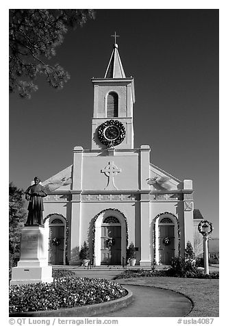 The church Saint-Martin-de-Tours, Saint Martinville. Louisiana, USA (black and white)