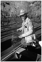 Bayou guide of French descent, Lake Martin. Louisiana, USA (black and white)