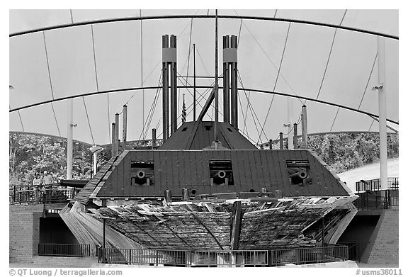 Ironclad union gunboat Cairo, Vicksburg National Military Park. Vicksburg, Mississippi, USA (black and white)