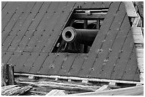 Canon and iron armor of the Cairo, Vicksburg National Military Park. Vicksburg, Mississippi, USA (black and white)