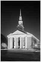 First Baptist Church in Federal style, by night. Natchez, Mississippi, USA ( black and white)