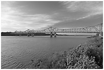 Brige of the Mississippi River, early morning. Natchez, Mississippi, USA ( black and white)