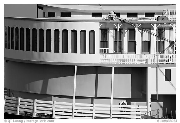 Side detail of riverboat. Natchez, Mississippi, USA (black and white)