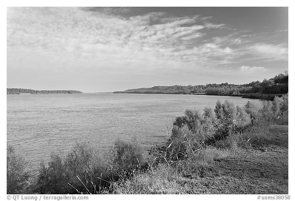 Mississippi River. Natchez, Mississippi, USA (black and white)