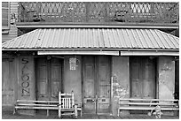 Facade of saloon, Natchez under-the-hill. Natchez, Mississippi, USA ( black and white)