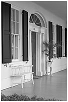 Porch of Griffith-McComas house. Natchez, Mississippi, USA (black and white)