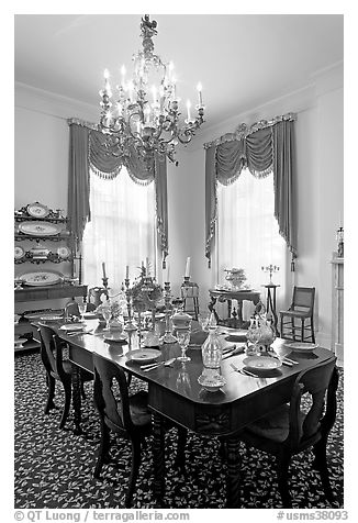 Dining room inside Rosalie house. Natchez, Mississippi, USA