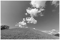 Mound and clouds. Natchez Trace Parkway, Mississippi, USA ( black and white)
