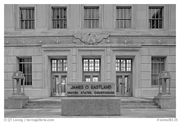 Art deco federal courthouse at dusk. Jackson, Mississippi, USA