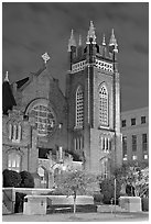 St Andrew Episcopal Cathedral at night. Jackson, Mississippi, USA ( black and white)