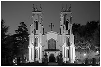 Trinity Episcopal Cathedral at night. Columbia, South Carolina, USA (black and white)