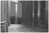 Columns and fog by night, state capitol. Columbia, South Carolina, USA ( black and white)