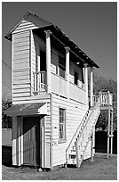 Shallow house paroding the Charleston style. Charleston, South Carolina, USA (black and white)