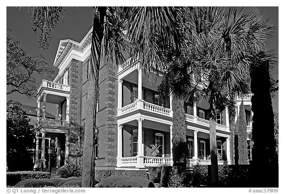 Calhoon Mansion. Charleston, South Carolina, USA (black and white)