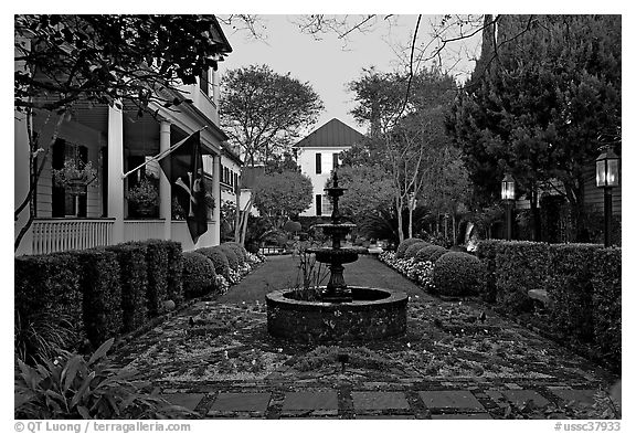 House garden at dusk. Charleston, South Carolina, USA