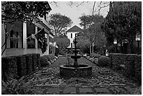 House garden at dusk. Charleston, South Carolina, USA (black and white)