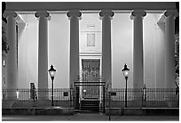 Museum facade at night. Charleston, South Carolina, USA (black and white)