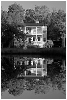 House reflected in pond. Beaufort, South Carolina, USA (black and white)