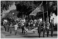 Beaufort high school band during parade. Beaufort, South Carolina, USA ( black and white)