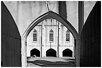 Entrance of historic Beaufort Arsenal. Beaufort, South Carolina, USA ( black and white)