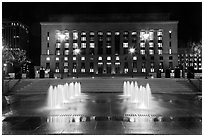 Courthouse and city hall by night. Nashville, Tennessee, USA (black and white)