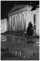 War memorial and reflections by night. Nashville, Tennessee, USA (black and white)