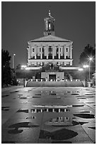 State Capitol and reflectoins by night. Nashville, Tennessee, USA ( black and white)