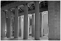 Columns of War memorial by night. Nashville, Tennessee, USA (black and white)