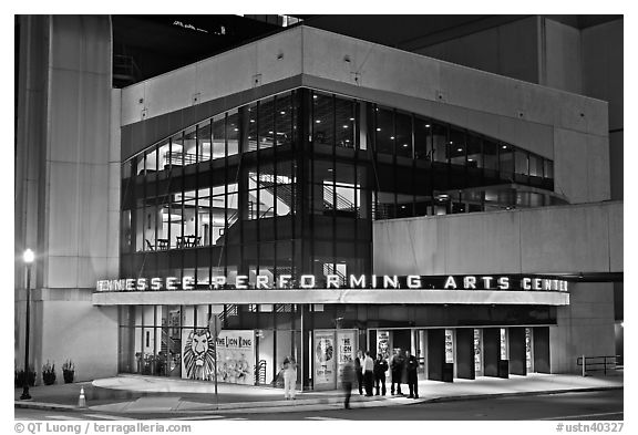 Tennessee Performing Arts Center at night. Nashville, Tennessee, USA (black and white)