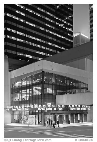 Tennessee Performing Arts Center and downtown buildings. Nashville, Tennessee, USA