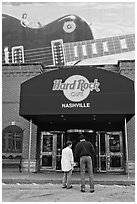 Entrance and mural, Hard Rock Cafe. Nashville, Tennessee, USA (black and white)