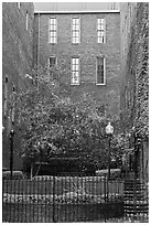 Yard and brick buildings. Nashville, Tennessee, USA ( black and white)