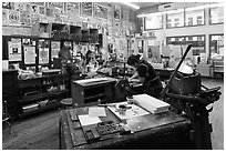 Hatch Show Print, one of the oldest poster shops in the country. Nashville, Tennessee, USA (black and white)