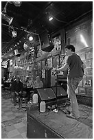 Singer performing in a music club. Nashville, Tennessee, USA (black and white)