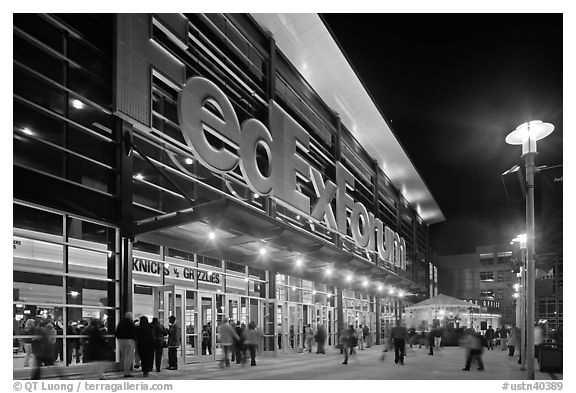 Fedex Forum by night. Memphis, Tennessee, USA (black and white)