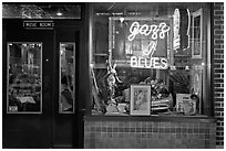 Storefront of bar with Jazz and Blues life performances. Memphis, Tennessee, USA ( black and white)